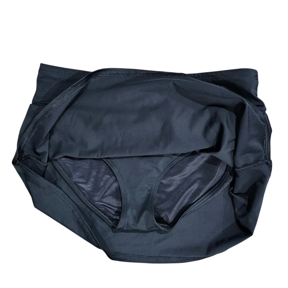 Lands' End Women 12 Black Swim Skirt Built-in Brief Skort Swimsuit Bottom